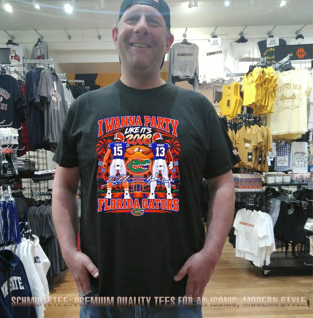 Tim Tebow and Jadan Baugh Gators Party Like It’s 2008 signature skyline shirt