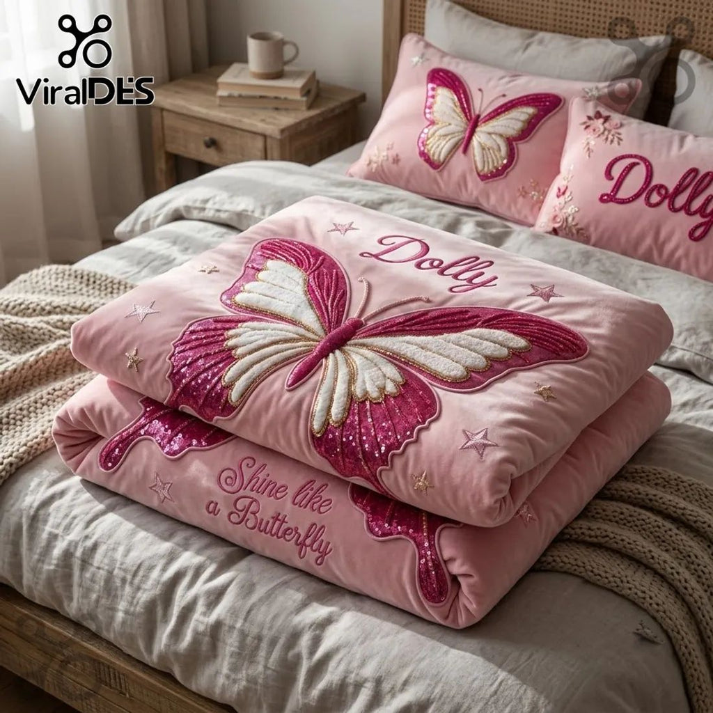 Dolly Shine Like a Butterfly Pink 3-Piece Bedding Set