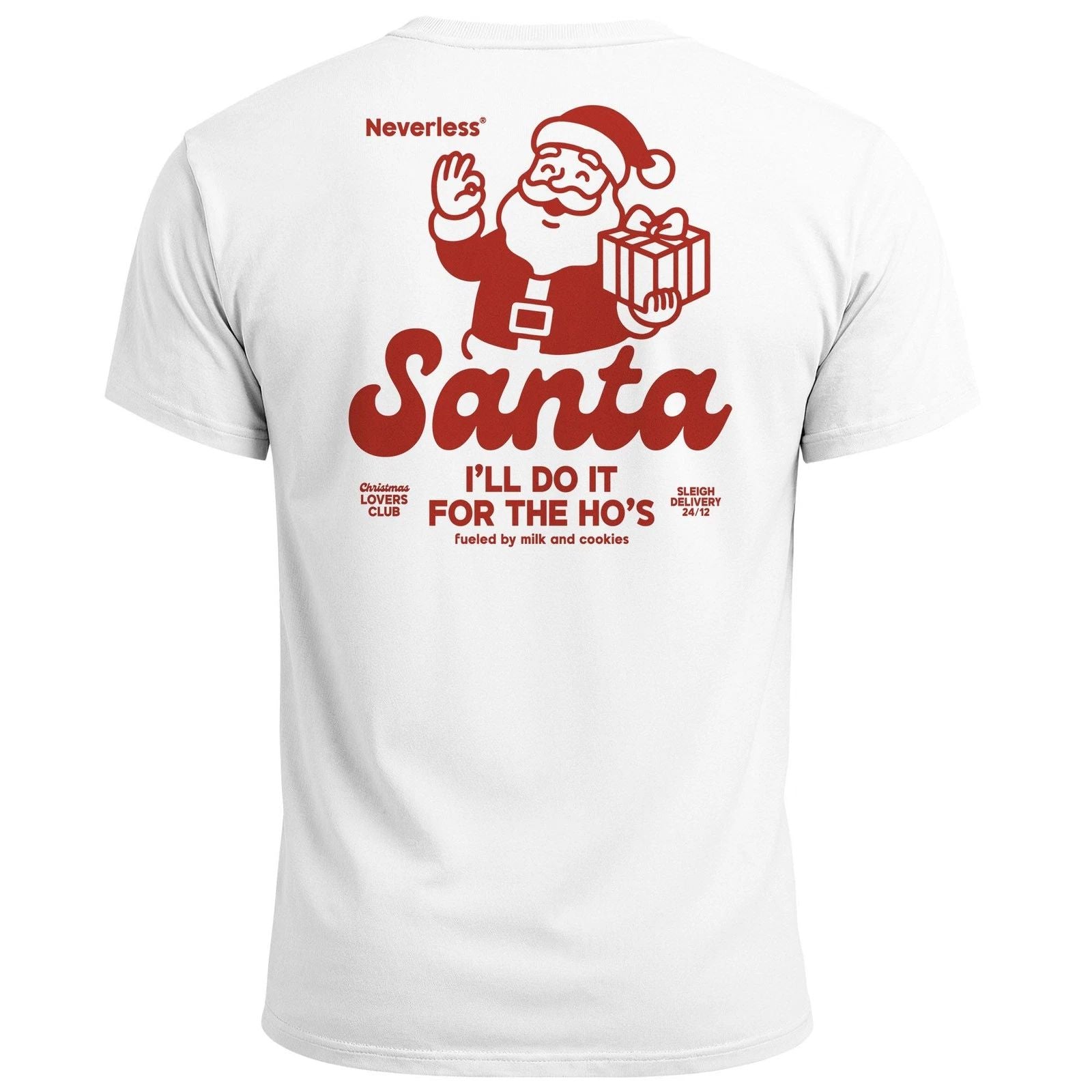 Mens Back Print Christmas Retro Santa Claus Fashion Street Style T-Shirt