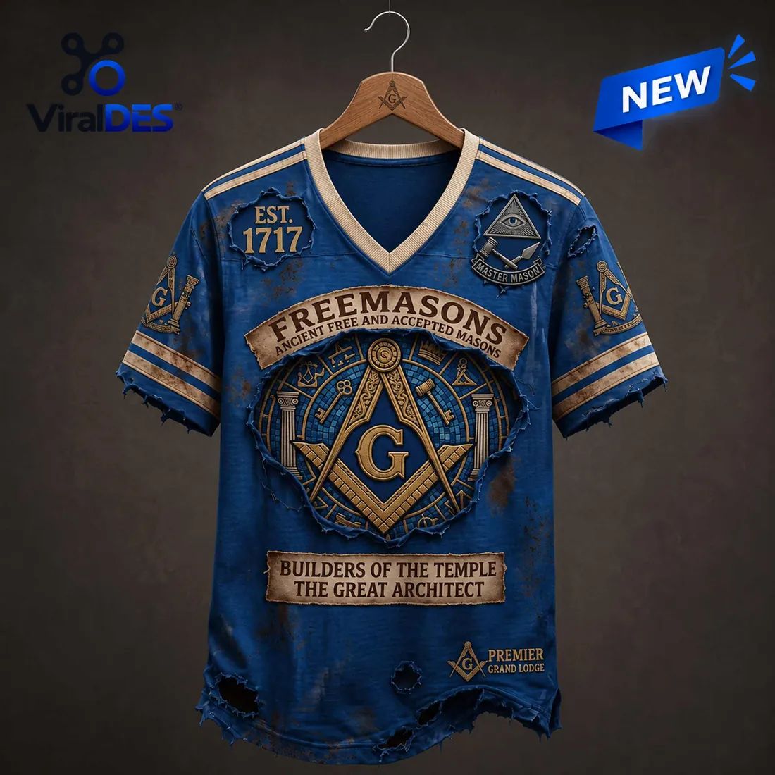 Freemason Master Mason Symbol Blue Shirt