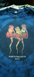 Puerto Vallarta shirt Pacific Beach Surf Wave Tee size Large tie die iguanas