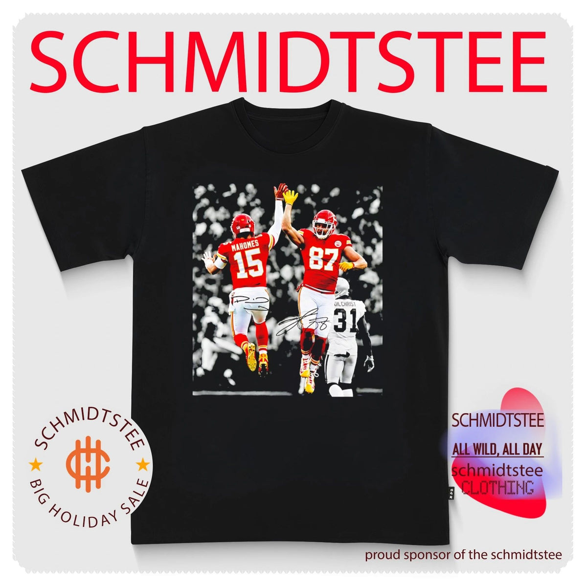 Travis Kelce and Patrick Mahomes Kansas City Chiefs celebration signature shirt
