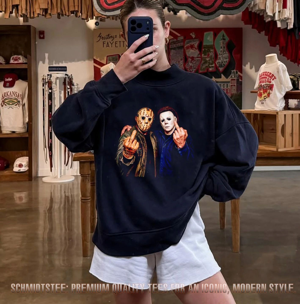 Jason Voorhees Michael Myers Middle Finger Halloween shirt