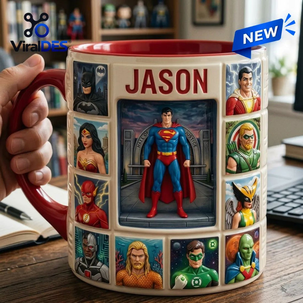 Justice League Character Diorama Ceramic Mug