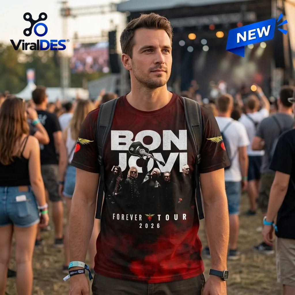 Bon Jovi Forever Tour 2026 Red Smoke T-Shirt