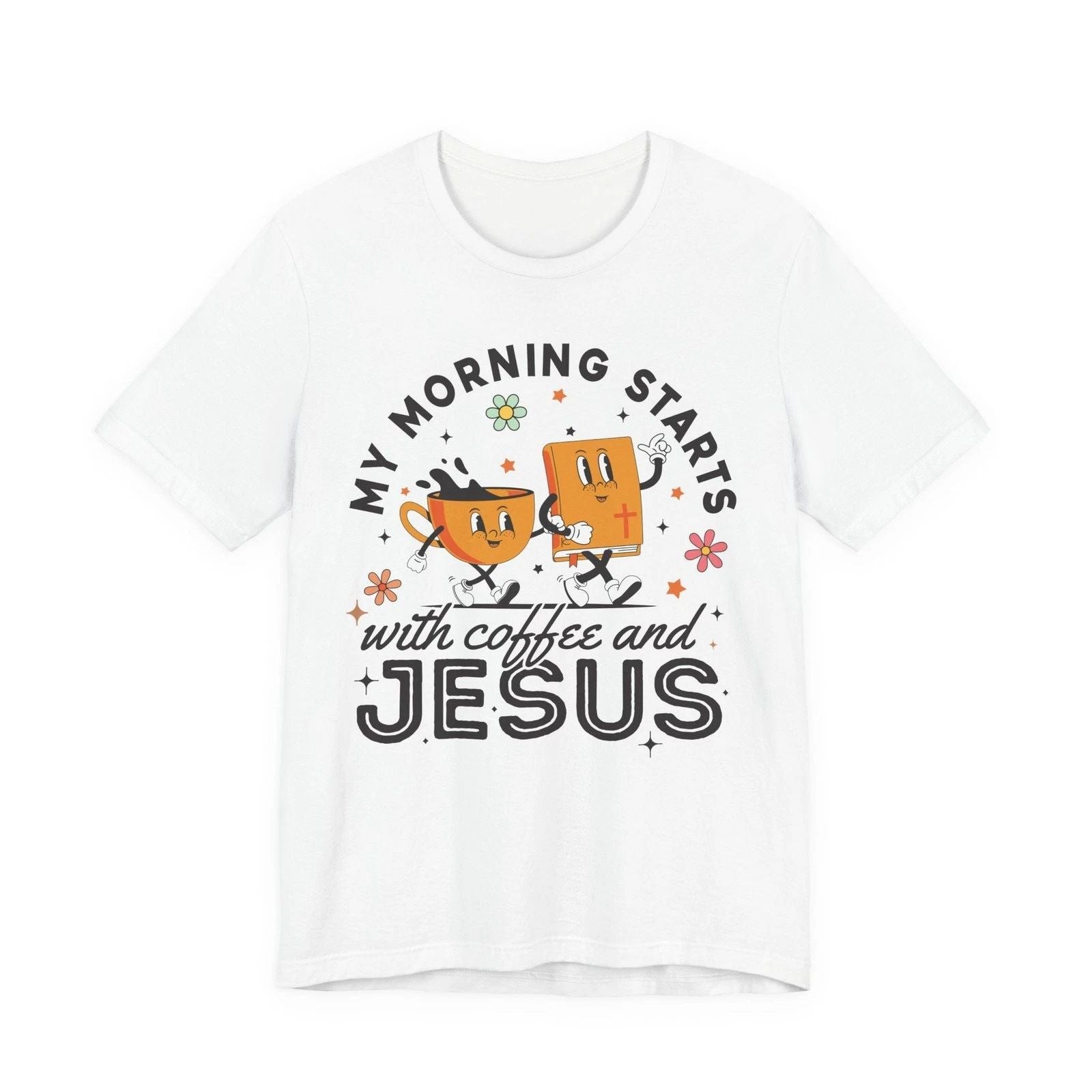 Unisex Wrapped in Jesus T-shirt My Morning Starts with Coffee and Jesus .