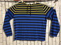 Polo Ralph Lauren T Shirt Hoodie Mens XL Navy Blue Yellow Striped Long Sleeve