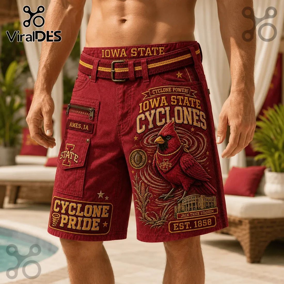 Iowa State Cyclones Red Cargo Shorts