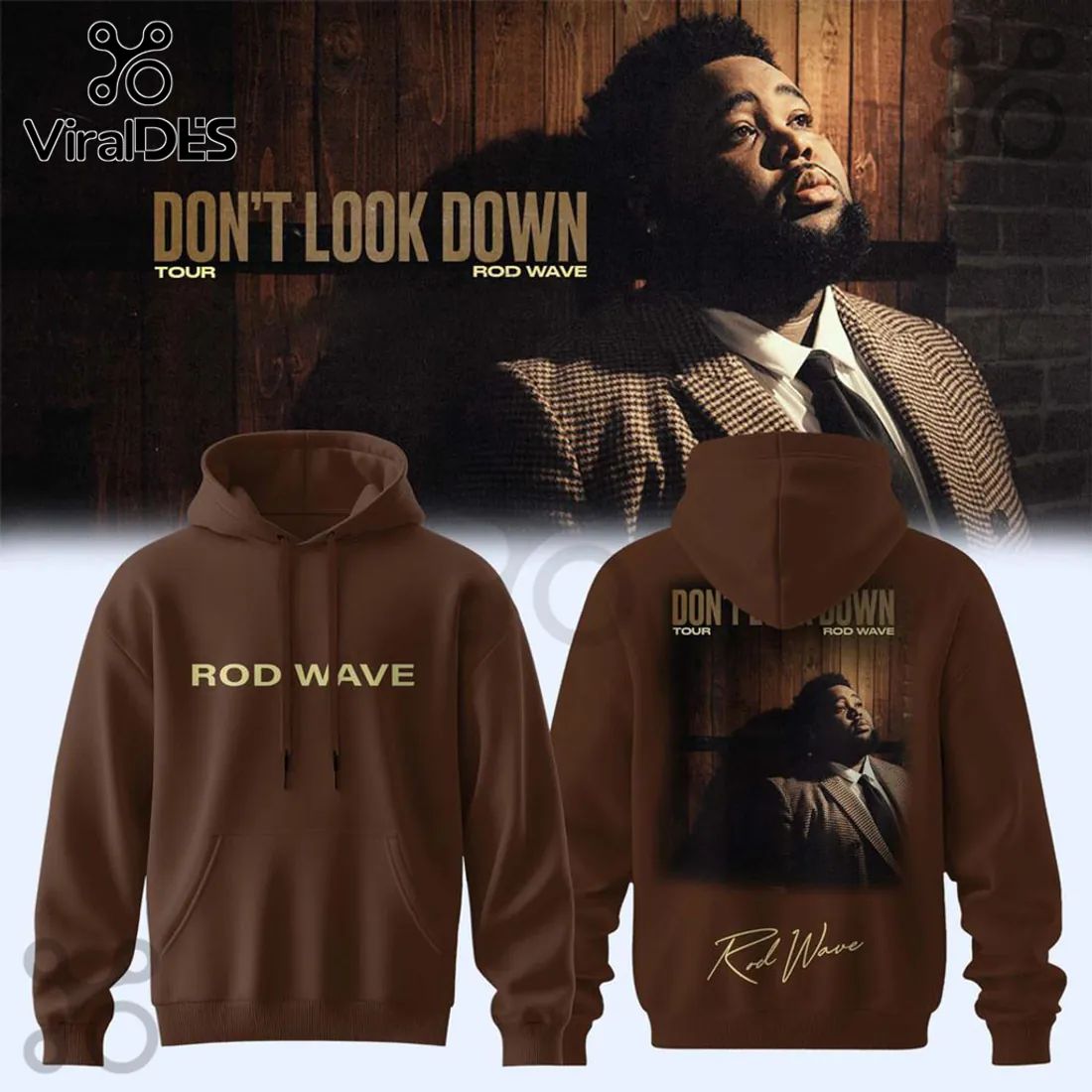 Rod Wave Don’t Look Down Signature Brown Hoodie