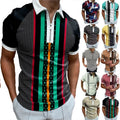 Men's Zipper Short Sleeve Tee Shirts Casual Slim Fit Basic Golf Lapel Tee Top US