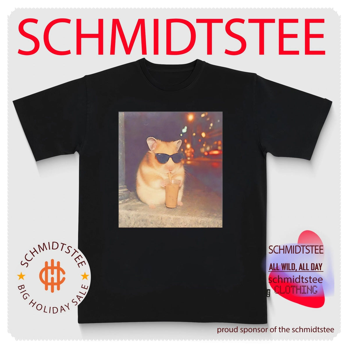Hamster sunglasses drink iced coffee shirt