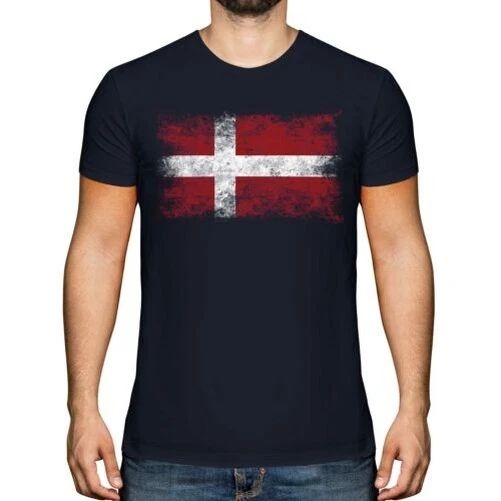 DENMARK DISTRESSED FLAG MENS T-SHIRT TOP DANMARK FOOTBALL DANISH GIFT SHIRT