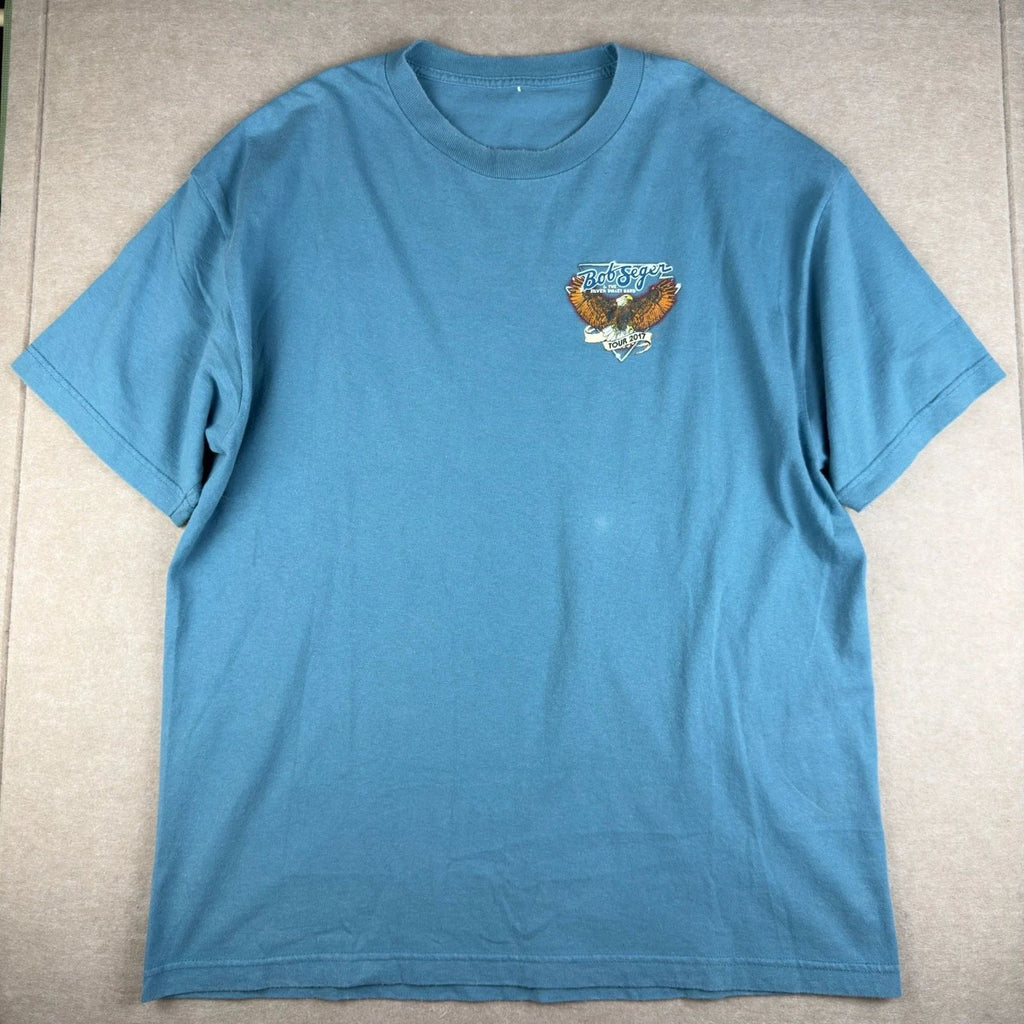 Bob Seger Silver Bullet Band Tour 2017 Mens Shirt L Blue Concert Music Tee