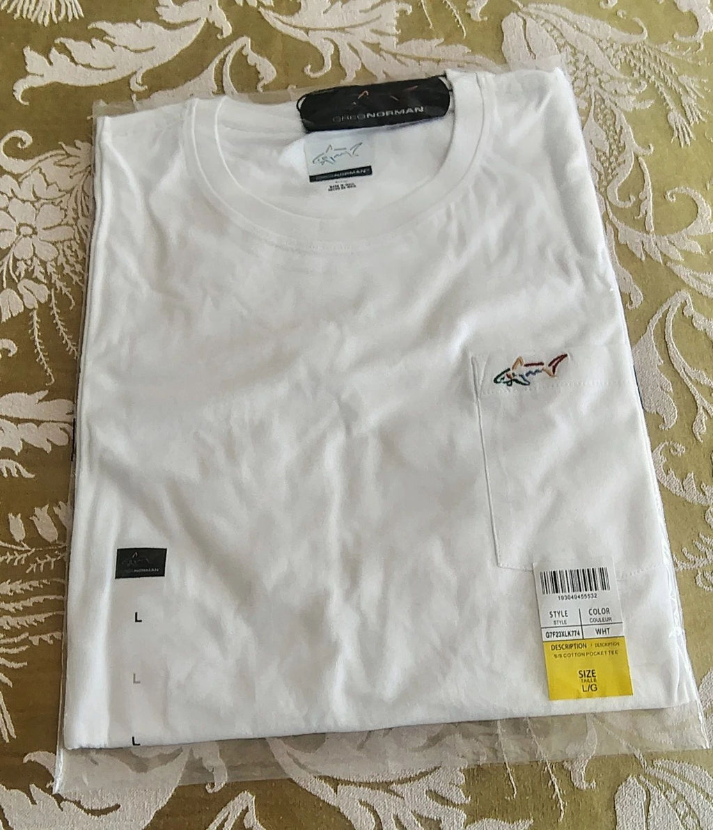 Greg Norman Casual Short Sleeve T-Shirt White Mens Golf/Leisure/Gym NEW Size L