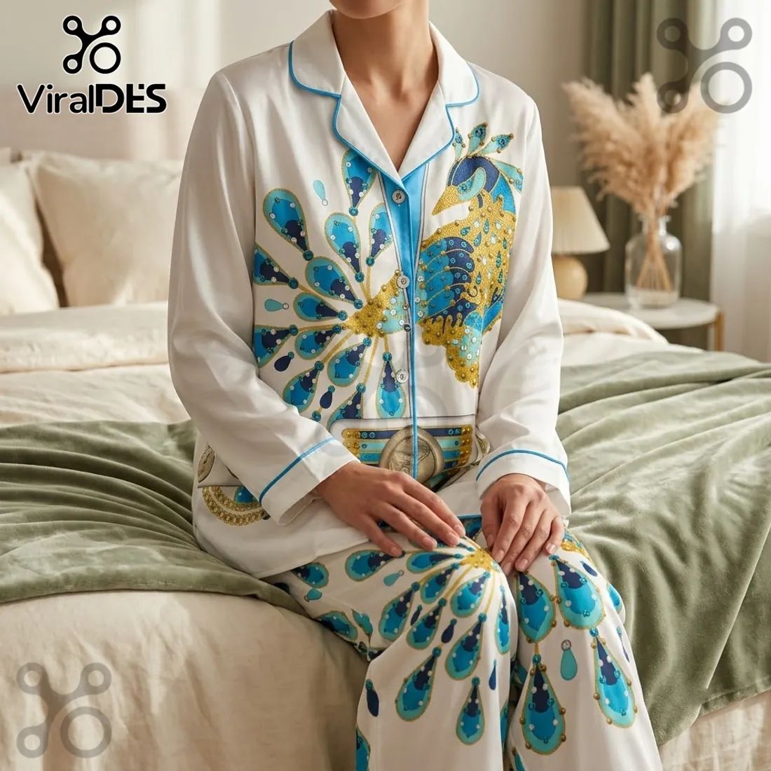 Elvis Presley Peacock Satin Pajama Set