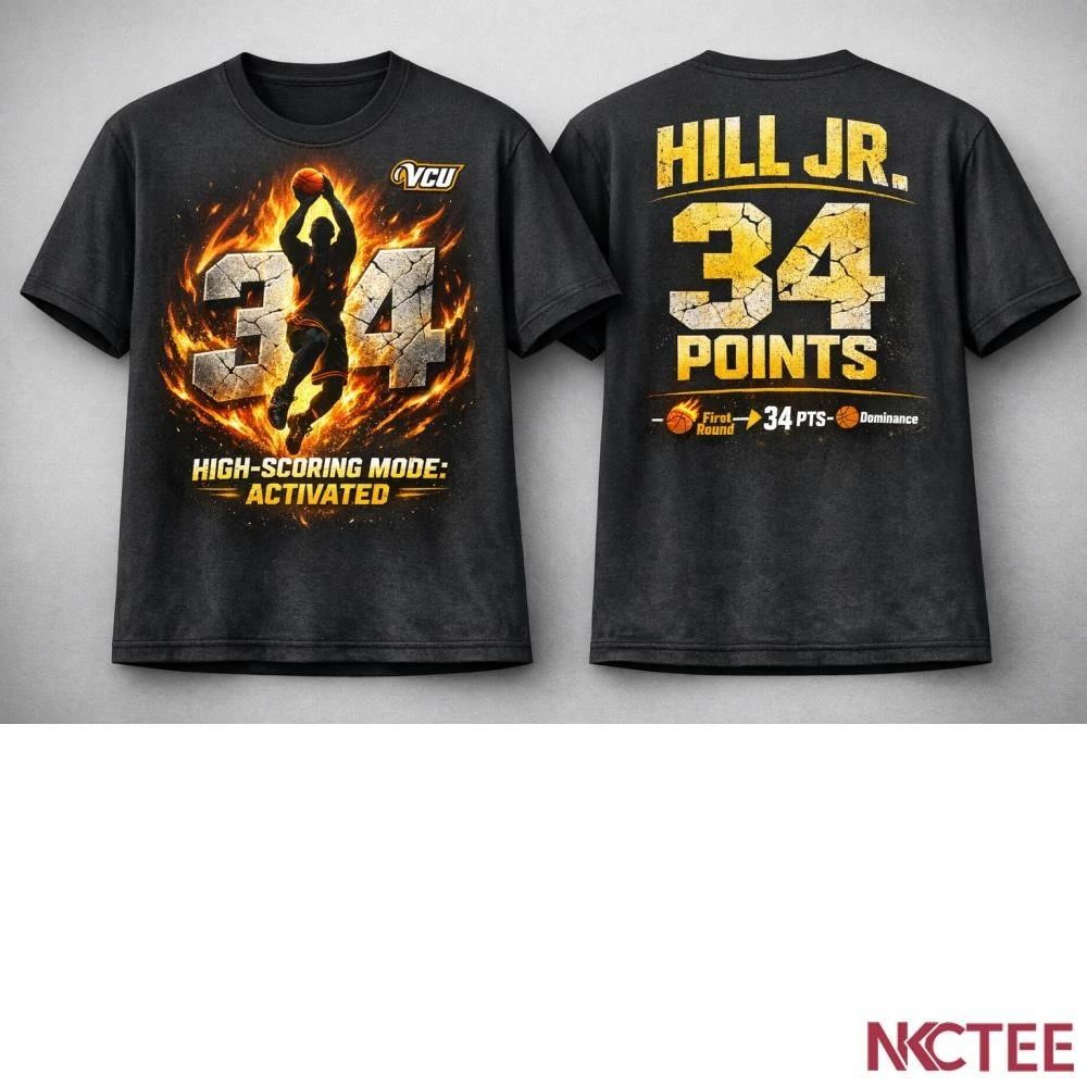 NKCtees Terrence Hill Jr 34 Points VCU NCAA Tournament 2026 High Scoring Performance T-Shirt