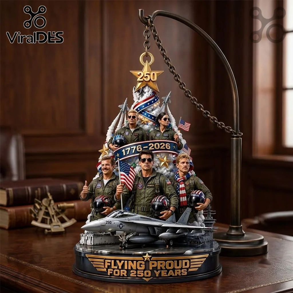 Gun Flying Proud 250 Years Resin Christmas Ornament