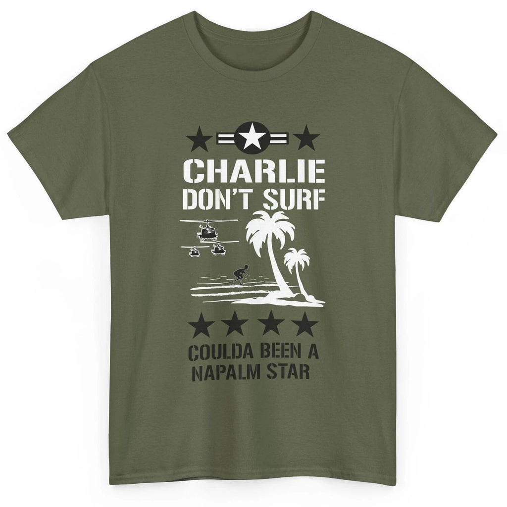 The Clash Inspired T-Shirt, The Clash - Charlie Don’t Surf Green Tee, Size S-5XL
