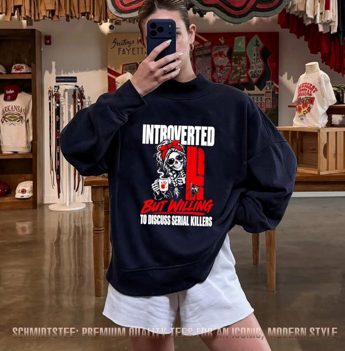 Introverted but Willing to Discuss Serial Killers Skeleton shirt