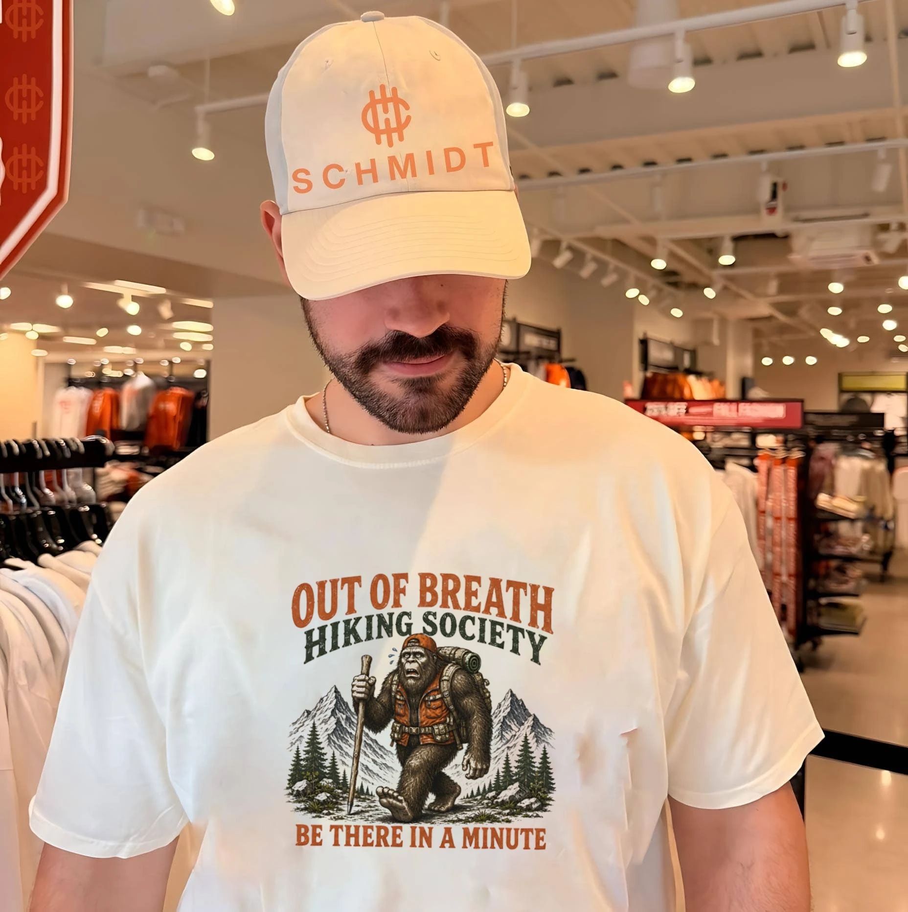 Out of Breath Hiking Society Bigfoot Be There in a Minute shirt