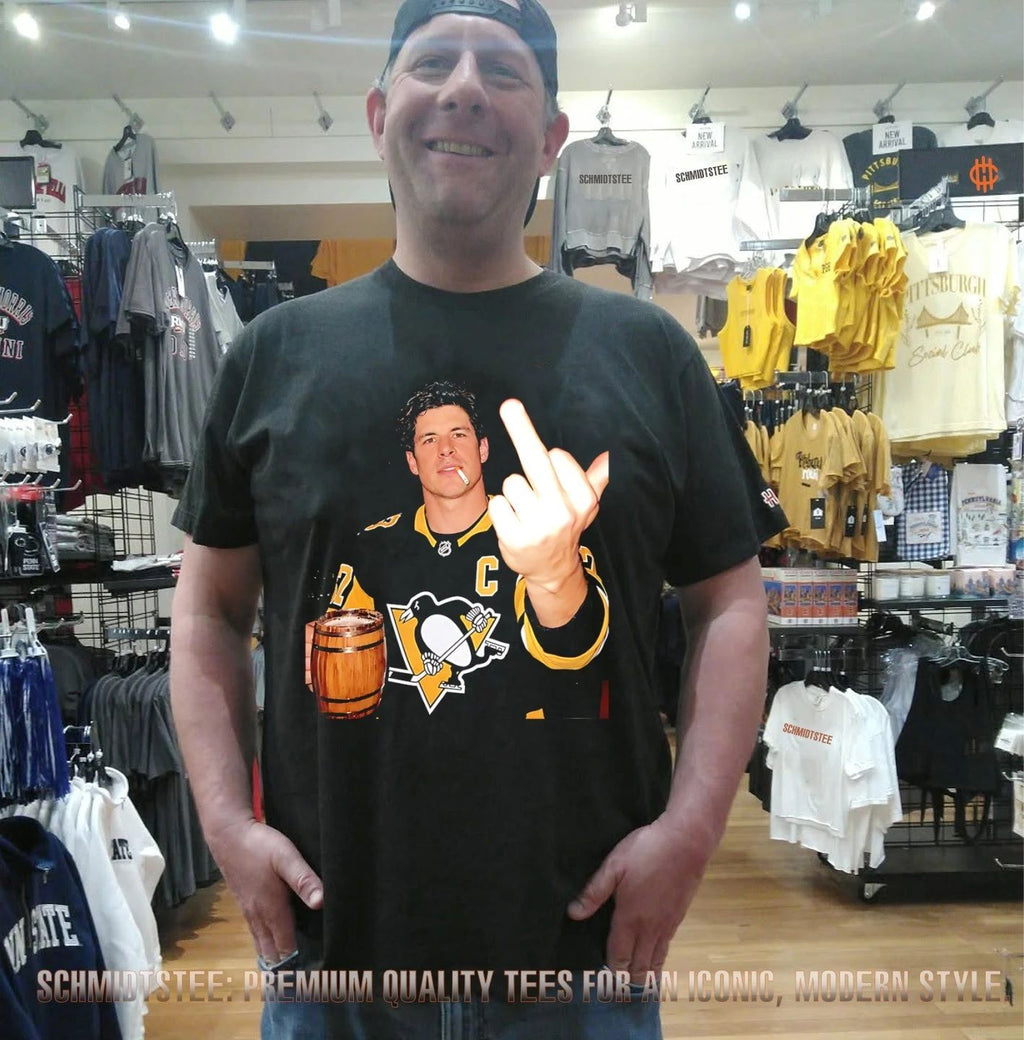 Sidney Crosby Pittsburgh Penguins holding beer middle finger shirt