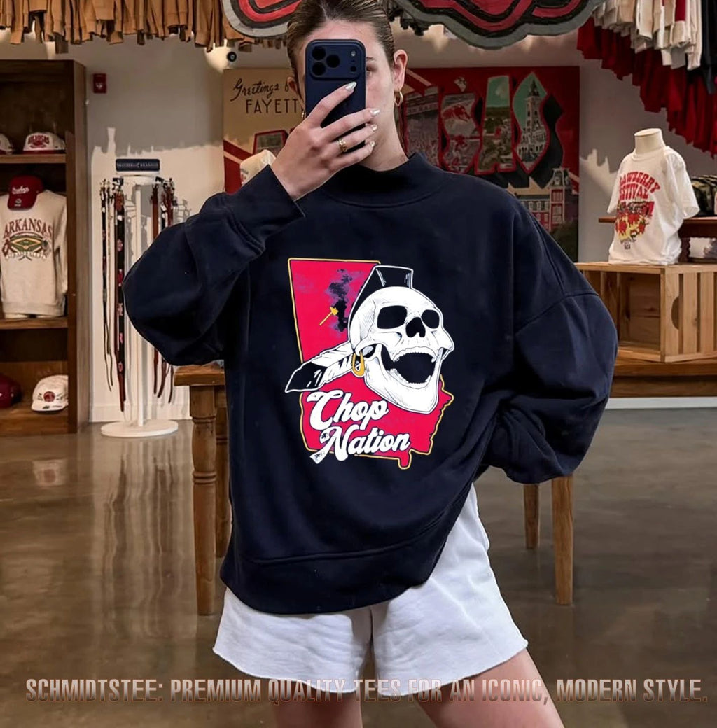 Atlanta Braves Chop Nation baseball skull shirt