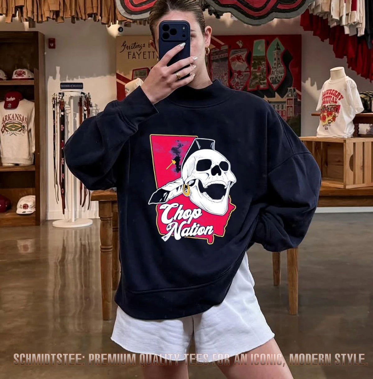 Atlanta Braves Chop Nation baseball skull shirt