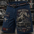 Ford Mustang American Muscle Navy Blue Casual Shorts