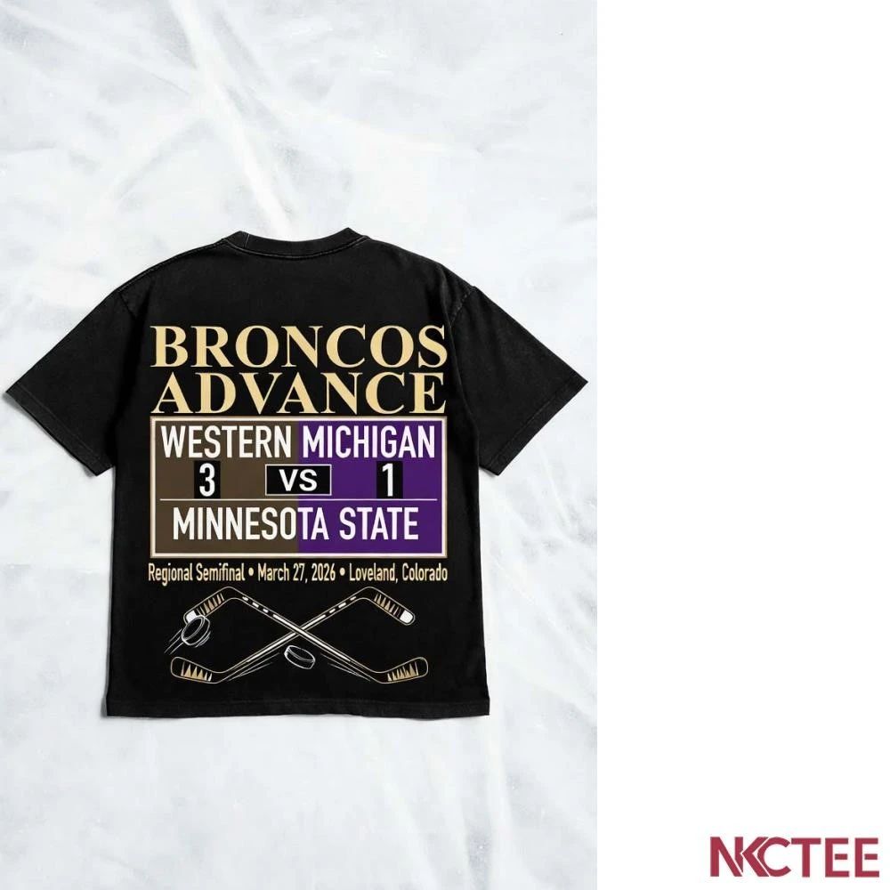 NKCtees Western Michigan Broncos Frozen 3 1 Minnesota State Mavericks Ice Hockey 2026 NCAA Tournament shirt