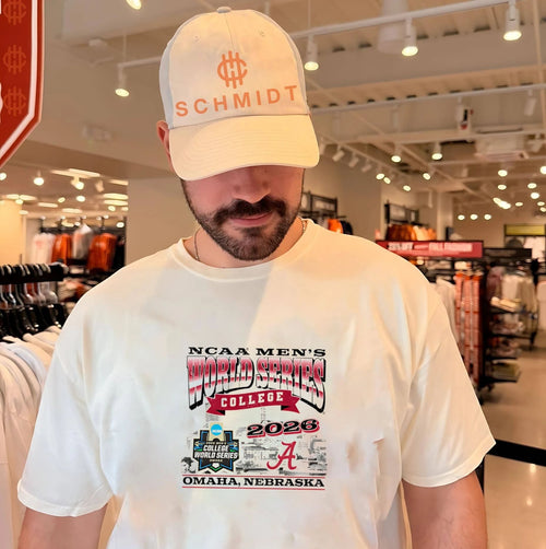 Alabama Baseball 2026 Men’s College World Series skyline shirt