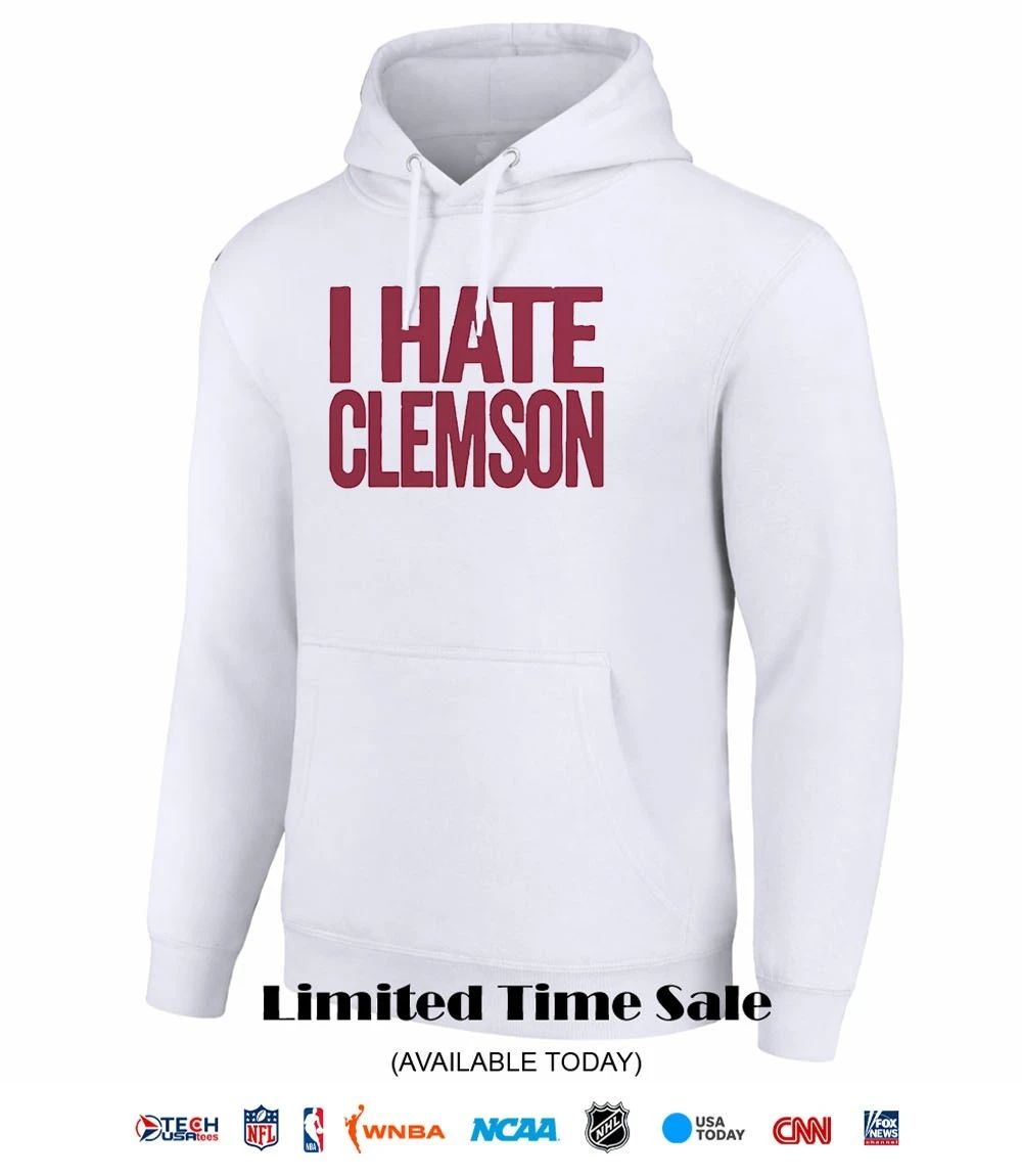 Greg Clark wearing I hate Clemson shirt
