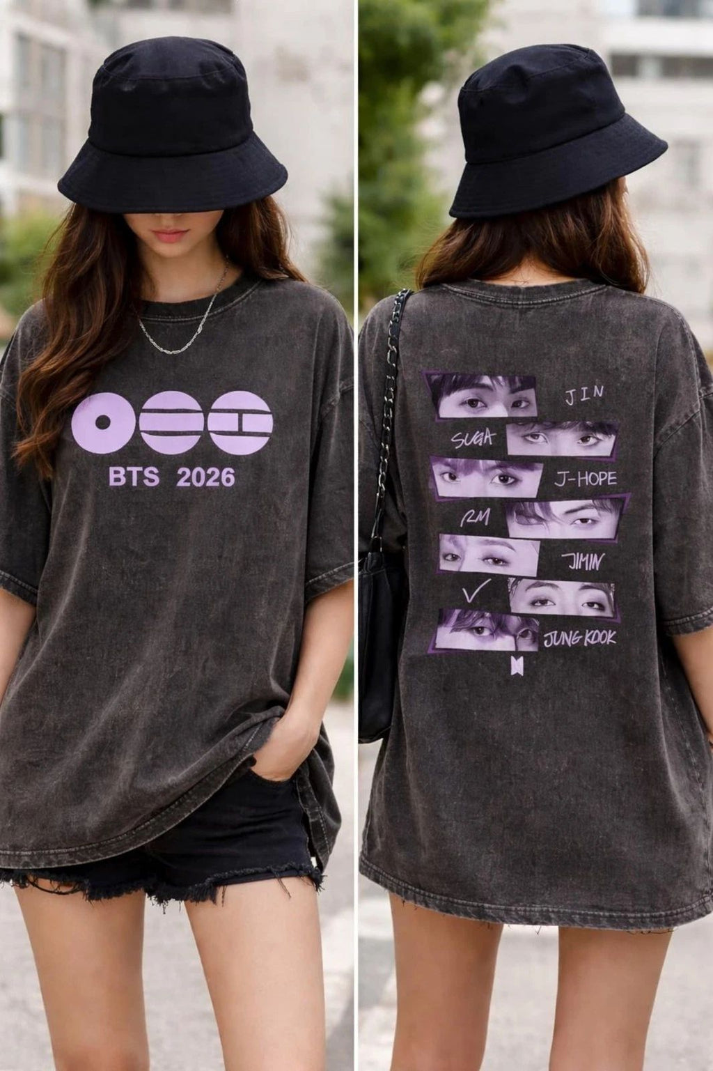 BTS 2026 World Tour Graphic T-Shirt, Vintage Washed Streetwear Tee, Kpop Idol Ap