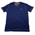 Robert Graham Shirt Mens Large Blue V-Neck Classic Fit Skull Logo Cotton Casual