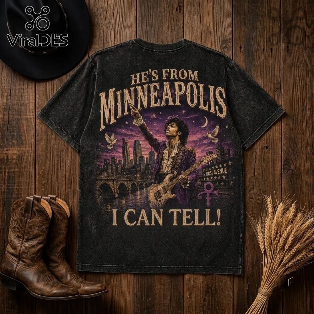 Prince Minneapolis Legacy Vintage Acid Wash T-Shirt