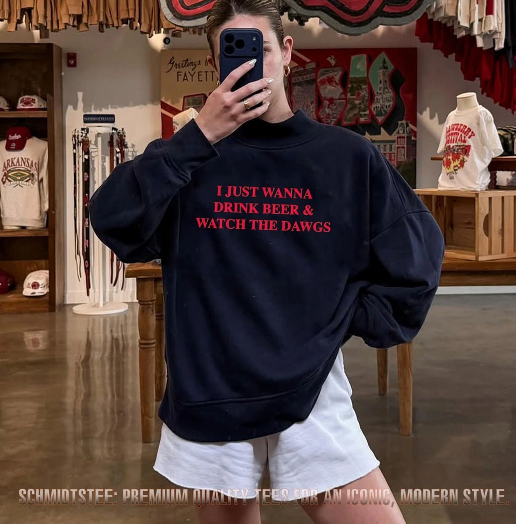 Georgia Bulldogs I Just Wanna Drink Beer and Watch The Dawgs Athens shirt