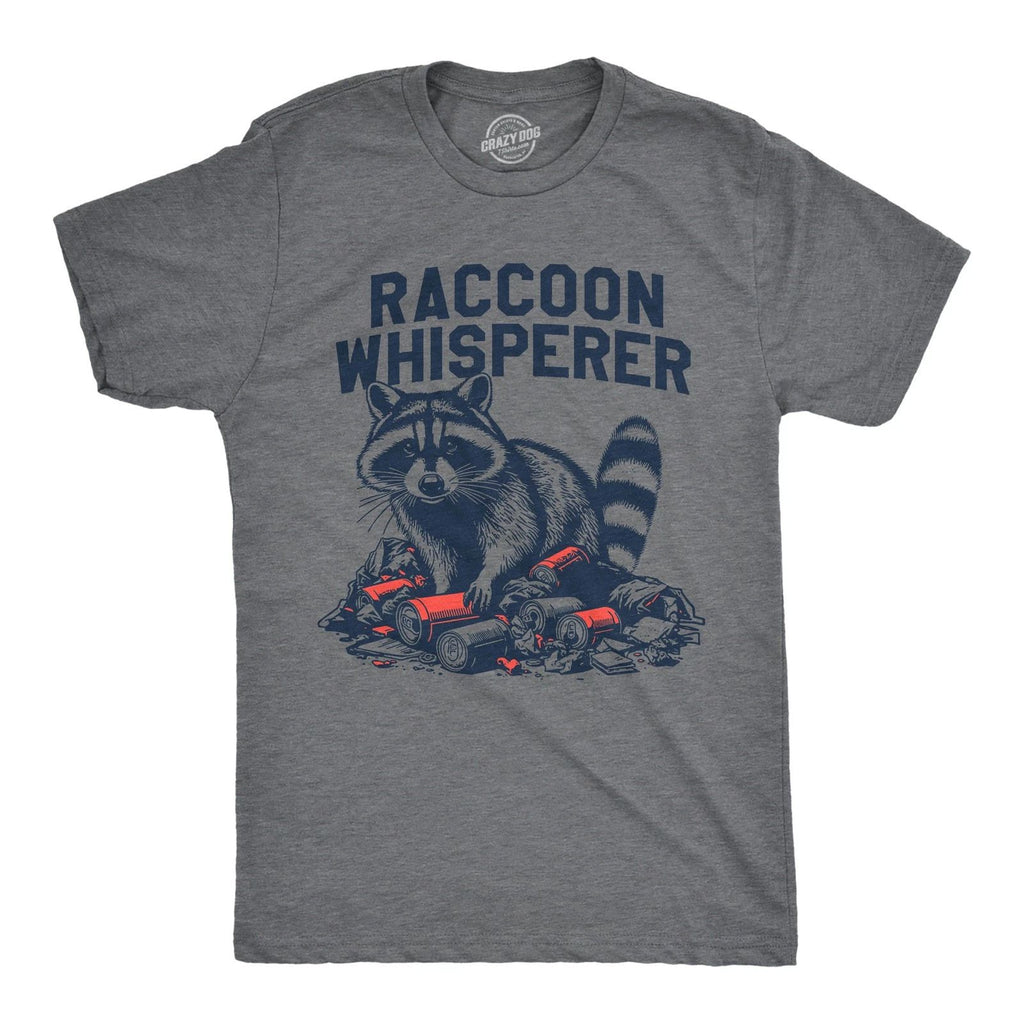 Mens Funny T Shirts Raccoon Whisperer Sarcastic Animal Graphic Tee for Men