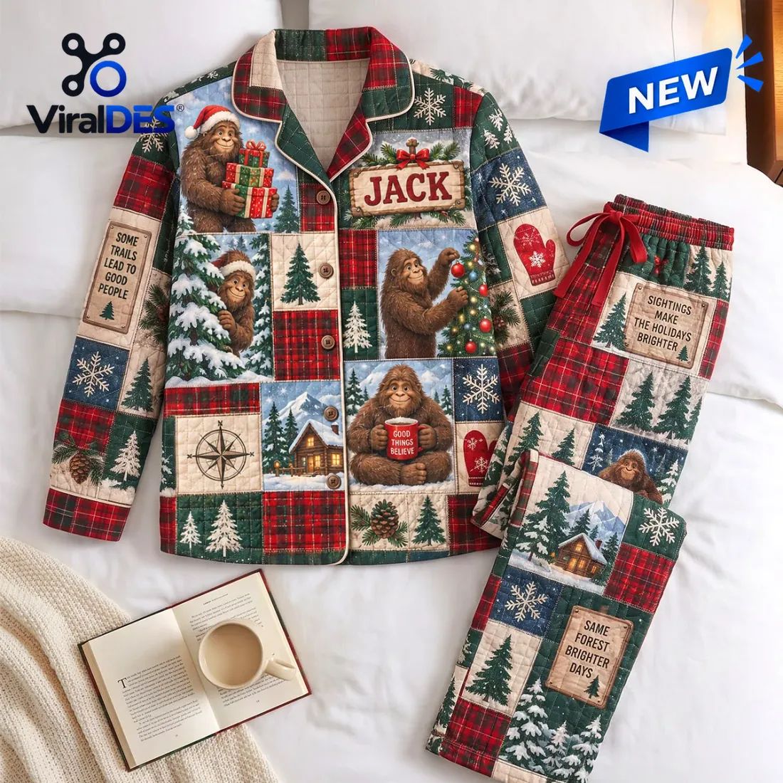 Personalized Bigfoot Christmas Quilted Pajama Set