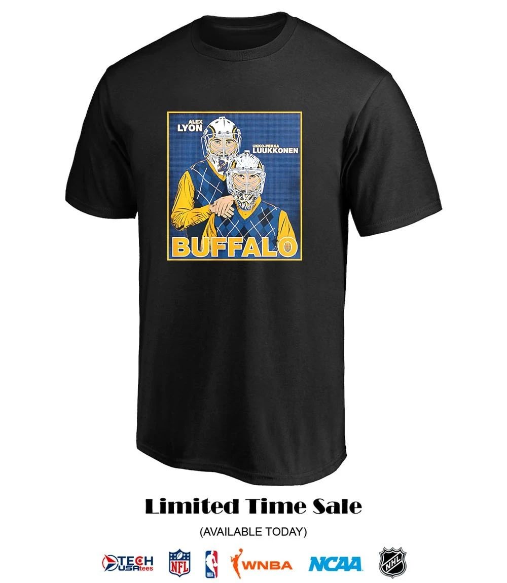 Alex Lyon and Ukko-Pekka Luukkonen Buffalo Sabres Step Brothers Family portrait shirt