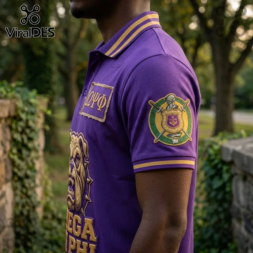 Omega Psi Phi Two-Tone Bulldog Polo Shirt