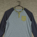 Aeropostale Shirt Mens Extra Large Blue Long Sleeve Round Neck 3 Button Up