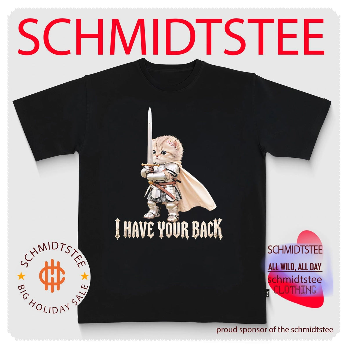 Medieval Cat Knight I have your back meme shirt