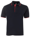 Jb's wear Contrast Tipping Polo Shirt 100% Cotton for Comfort Drop Tail Hem