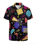 Mens Button Down Shirts Funny 80's Printed Hawaiian Tops Novelty Ugly Gag Gifts