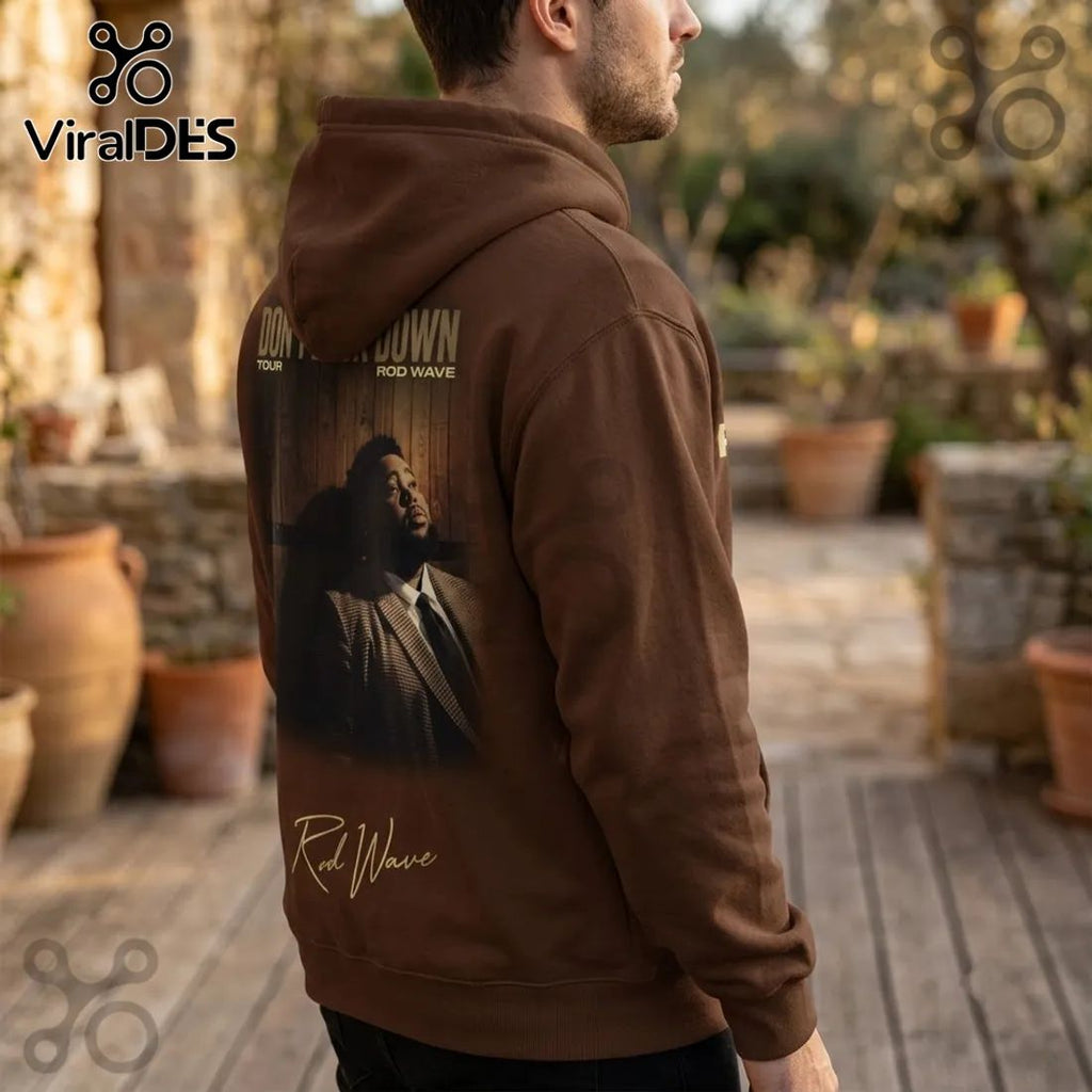 Rod Wave Don’t Look Down Signature Brown Hoodie