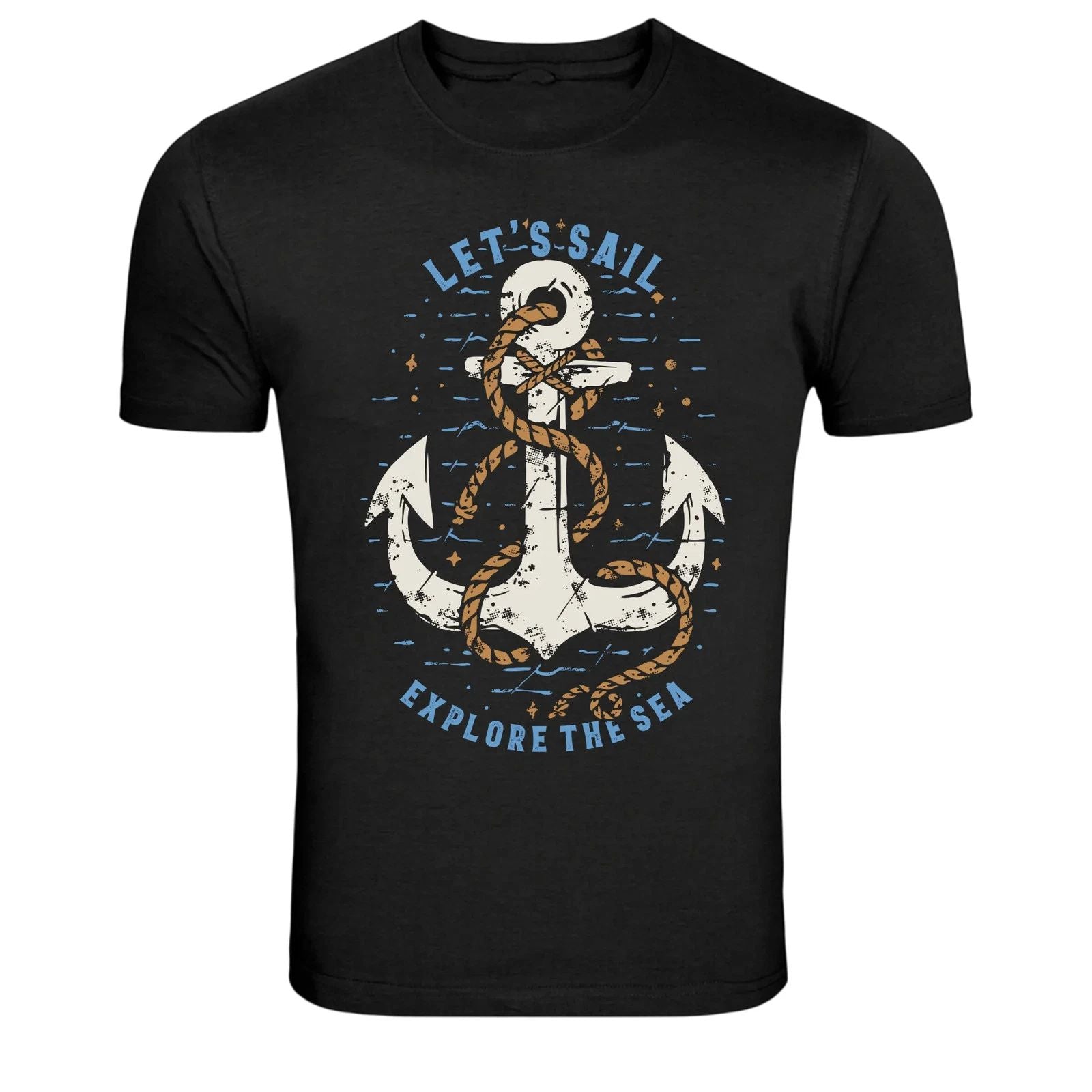 Let's Sail Explore The Sea Anchor Nautical Graphic T-Shirt