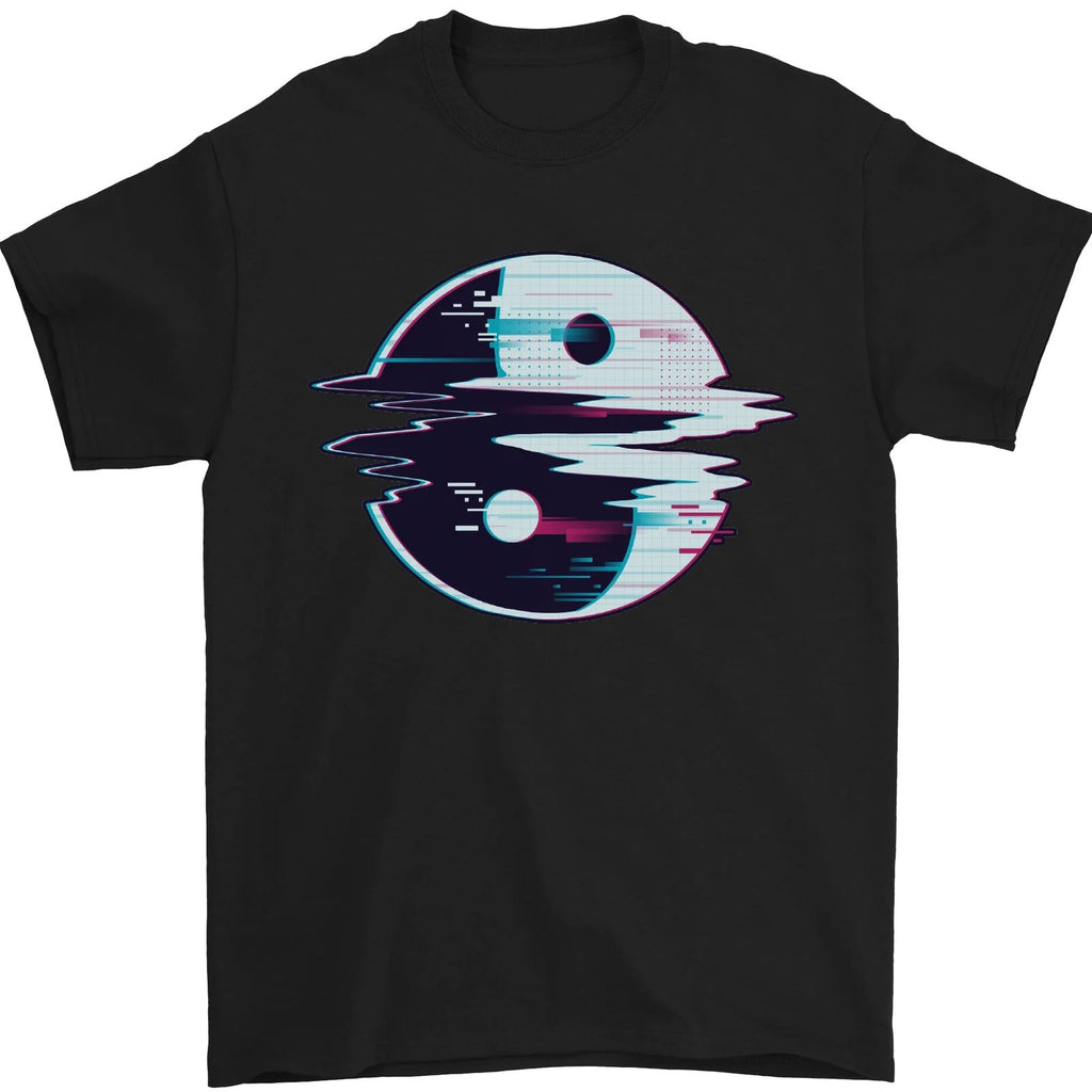 Yin Yang Glitch Yoga Meditation SCI-FI MMA Mens T-Shirt 100% Cotton