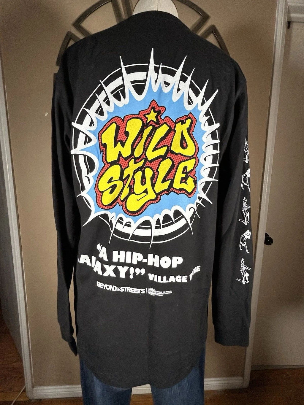 Wild Style Hip Hop Film Beyond The Streets Long B-boy Sleeve T-Shirt M 2 Sided