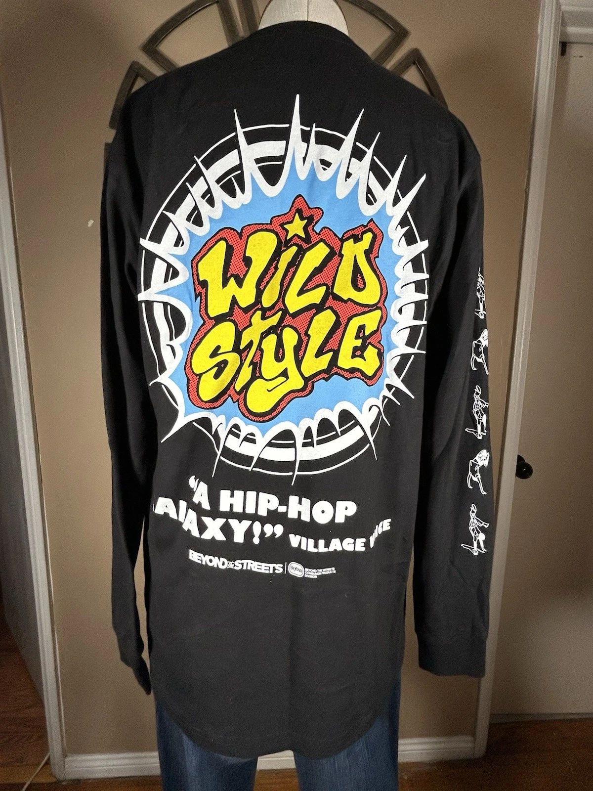 Wild Style Hip Hop Film Beyond The Streets Long B-boy Sleeve T-Shirt M 2 Sided