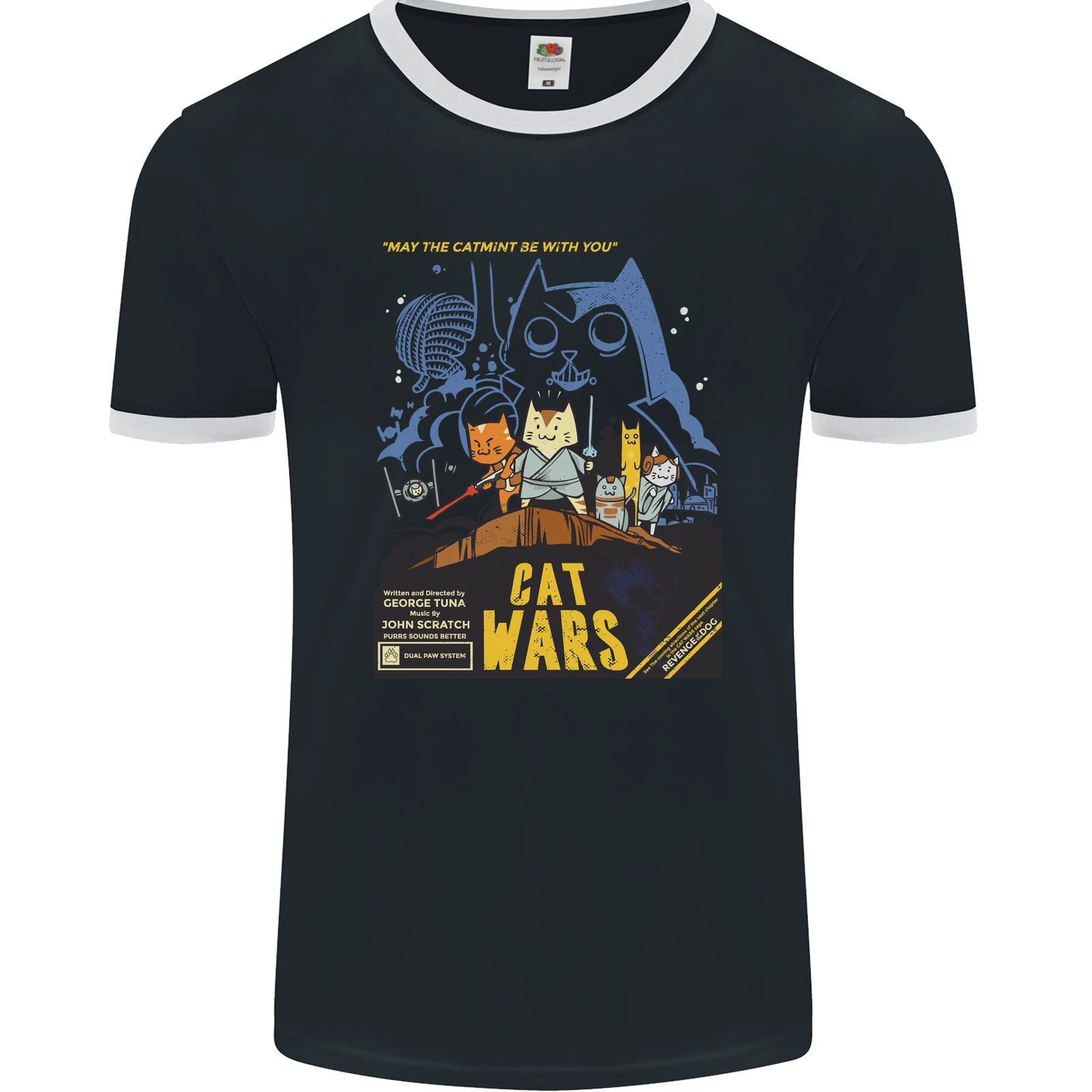 Cat Wars Funny Sci-Fi Mens Ringer T-Shirt FotL