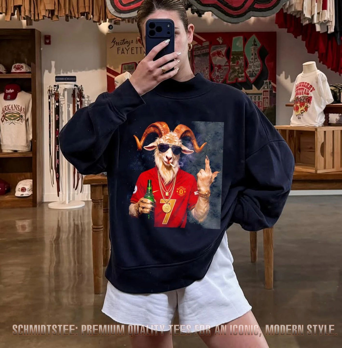 Manchester United number 7 the Goat that smoking with middle finger funny shirt
